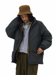 japanese functial windproof and waterproof multi pocket standing neck down jacket for men Japanese Streetwear harajuku t31z#