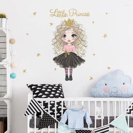 Wall Stickers Cartoon Girls For Room Decoration Aesthetic Art Poster Kawaii Home Decor Decals Kids Bedroom