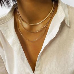 Chains Temperament Bulky Necklaces Geometric Fashion Box Chain Collars Female Multi Layer Punk Bone Necklace For Women Mens