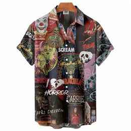 camisas para homens beleza crânio padrão camisas de manga curta Fi Street Hip Hop estilo oversized Tees Cardigan Tops navio livre e4lu #