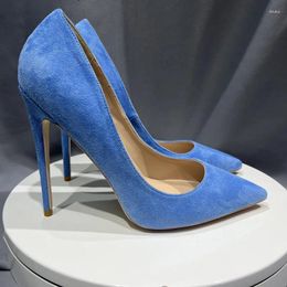 Dress Shoes Basic Suede Women Pumps 2024 High Heel Brand Fashion For Sexy Pointed Toe 8cm 10cm 12cm Wedding Size 43 44 45