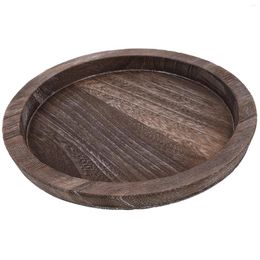 Candle Holders Home Round Tray Wooden Simple Holder Table Decoration Decor Light Brown