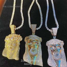 Big Size Bust Down Iced Out Shining Lab Diamond Vvs1 Moissanite Cubic Custom Jesus Pendant