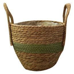 Storage Bottles Handwoven Straw Flower Pot Indoor Plants Container Laundry Toy Basket For Garden Home Decoration