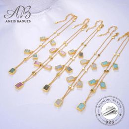 Pendants Aneis Bagues Vintage Luxury Natural Stone 925 Sterling Silver 18K Gold Plated Personality Pendant Necklace For Women Jewellery