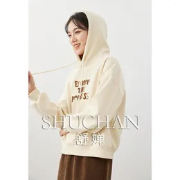 Women's Hoodies Shuchan Sweatshirt Hoodie COTTON Polyester Fleece Winter Sweatshirts Clothes For Women LOOSE Korean