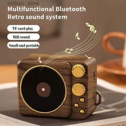 Portable Speakers Portable mini wireless Bluetooth speaker with retro wood grain high fidelity back magnetic attraction function Music box speaker Q240328