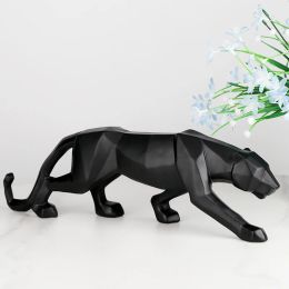 Jackets Black Panther Animal Statue Resin Abstract Geometric Style Decor Crafts Modern Home Livingroom Office Desktop Sculpture Ornament