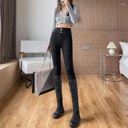 Women's Jeans High-waisted Winter Plus Velvet Stretch Outside Wearing Thickened Tight Elastic Small Feet Pencil Pants