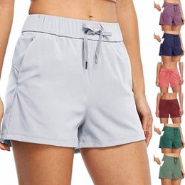 women's Shorts Drawstring Mid Rise Shorts Summer Casual Sports Solid Colour Pocket Loose Shorts Yoga for Women 10FK#