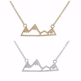 Modische Berggipfel-Anhänger-Halskette, geometrische Landschafts-Charakter-Halsketten, galvanisierte versilberte Halsketten, Geschenk fo339D