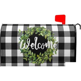 Garden Decorations Mailbox Ers Magnetic Standard Green Wreath Buffalo Plaid Er Welcome Decals Wrap Post Letter Box Drop Delivery Home Otoiq