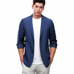 summer Thin Blazer Mens Anti-Wrinkle Ultra Ice Silk Suit Jacket Breathable Stretch Casual Suit Men Slim Fit Lightweight Blazers N1iK#