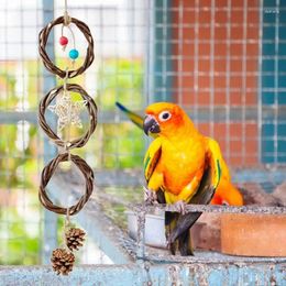 Other Bird Supplies Parrot Chewing Toy Birds Hanging Rattan Ball Training Toys Parakeet Natural Wooden Shredding Lovebirds Cage Decoration