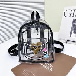 School Bags Women Small Letter Schoolbag Adjustable Strap Casual Travel Backpack See Through Female Daily Use