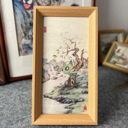 Chinese wind elf a family of landscape painting tabletop table solid wood photo frame creative peripheral animation 2024 new model 240328