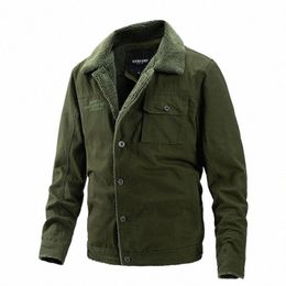 winter Men's Bomber Jacket Fi Man Corduroy Fur Collar Warm Padded Coats Casual Slim Outwear Thermal Jackets Mens Clothing X9el#
