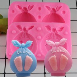 Accessories Mujiang 3d Baby Gift Bags Candle Silicone Soap Mold Baby Party Fondant Cake Decorating Tools Chocolate Candy Gumpaste Moulds