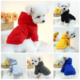 Dog Apparel Winter Pet Sweatshirt Solid Color Hoodie Leashable Teddy Jacket Puppy Two Legs Clothes Supplies XS-XL