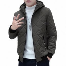 browon New Winter Jacket Men Thick Lg Sleeve Argyle Hooded Cott Men Jacket Oversized Plus Veet Zipper Jacket Parkas Men P2Ew#