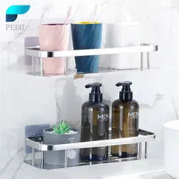 Hooks PEISI Aluminium Punch-Free Bathroom Holder Wall-Mounted Drain Kitchen Shampoo Shelf Home Accessories Set