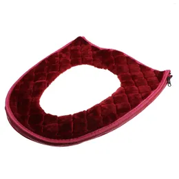 Toilet Seat Covers 1Pc Bathroom Pad Cushion Zipper Warmer Soft Cover Round Elongated Washable Comfortable