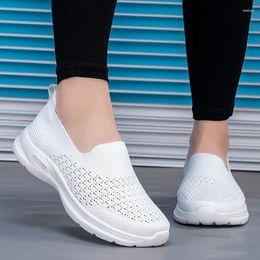 Casual Shoes Slip-On Women Vulcanised Breathable Mesh Sport Sneakers Anti-Slip Flats Knitted Soft Sole Running Size 35-41