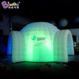 5.7x5.5x3.5mH inflatable lights dome tent with tunnel trade show tent inflation igloo canopy for party event decoration toys sports