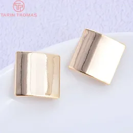 Stud Earrings (2077)10PCS Square 18x18MM 24k Gold Colour Brass Pins High Quality Diy Jewellery Findings Accessories