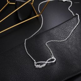 Chains Fine Mother's Day Gifts 925 Sterling Silver Elegant MOM Pendant Necklace For Women 18 Inches Charm Party Fashion Brands Jewellery