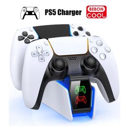 RGB Controller Charging Station For PlayStation 5 Dual Fast Charger LED Indicator Charging Stand Docking Station For PS5 Gamepad 240327