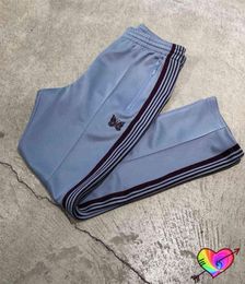 2022 Blue Needles Pants Men Women High Quality Brown Webbing Stripe Embroidery Butterfly Needles Track Pants AWGE Trousers T2208031191370