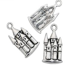 200Pcs lot alloy Antique Silver Plated Castle House Charms Pendant for Jewelry Making Bracelet Accessories DIY 22x12mm301s