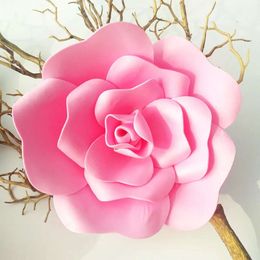 Giant Bottom Flat PE Simulation Foam Rose Wall Wedding Bakgrund Diy Party Holiday Faux Flower Decoration Home Fake Flore Heads