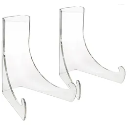 Hooks 2pcs Plate Stand Acrylic Display Holder Rack Dish Phone Clear