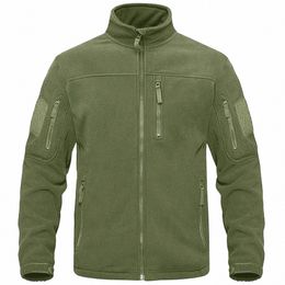 mens Full Zip Up Tactical Green Fleece Jacket Thermal Warm Work Coats Mens Pockets Safari Jacket Hiking Outwear Windbreaker 92mR#