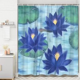 Shower Curtains Lotus Curtain Chinese Traditional Ink Painting Zen Pond Leaf Black And White Print Home Bathroom Decorations