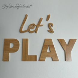 Miniatures Kids Room Wall Cutout LET'S PLAY Playroom Wall Decor, Wooden PLAY Sign, Let's Play Sign