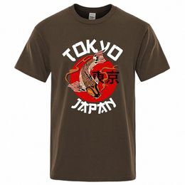 tokyo Koi Fish Funny Men Tshirt Casual Cott Breathable Short Sleeve Oversized Tops O-Neck T Shirt Vintage Casual Short Sleeve W607#