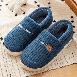 Slippers Autumn Winter Men Home Floor Footwear Indoor Women Soft Plush Non Slip Slides Warm Couples Cotton Shoes