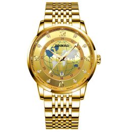 Wristwatches Gold Watch Men's New Quartz Nonmechanical Waterproof Luminous Map Starry Sky