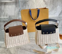 2024 Designer Handbag One Shoulder Women Shopping Bags Summer Beach Weave Letter Leather Shoulders Strap fashion versatile