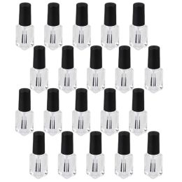 Jars Black Cap Clear Glass 4ml Refillable Empty Nail Polish Bottles Container Pack of 20