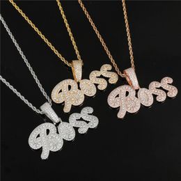 High Quality Gold Plated Bling Setting CZ Letters Custom Name Necklace for Women Men with 3mm 24inch Rope Chain210I