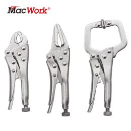 Onderdelen 3pcs Mini Vise Locking Pliers Set 4in. Curved Jaw and 5in. Long Nose and 5 In. C Clamp Assorted Locking Welding Clamp
