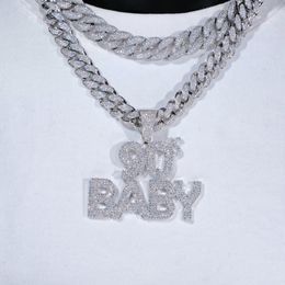 Iced Out Bling Hip Hop CZ Letters 90S BABY Pendant Necklace Gold Silver Color Zircon 90 Charm Necklace Men's Women Jewelry263o