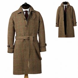 plaid Modern Men Coat Tailor-Made One Piece Blazer Overcoat With Belt Winter Warm Butts Fi Wedding Groom Prom Tailored G4Ie#