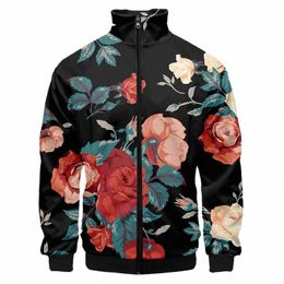 leaf Fr Rose Sunfr Jackets 3D Printing Fall Winter Baseball Jacket Stand Collar Jacket Men/Women Hip Hop Jacket Zipper L7Yb#