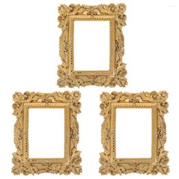 Frames 3 Pcs European Style Gold Decor Family Picture Frame Resin Bulk For Display