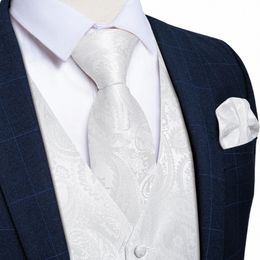 luxury Dr White Paisley Wedding Vest for Man Suit Fi Men Busin Tuxedo Waistcoat Vests Suit Necktie Set Chaleco Hombre T6Dm#